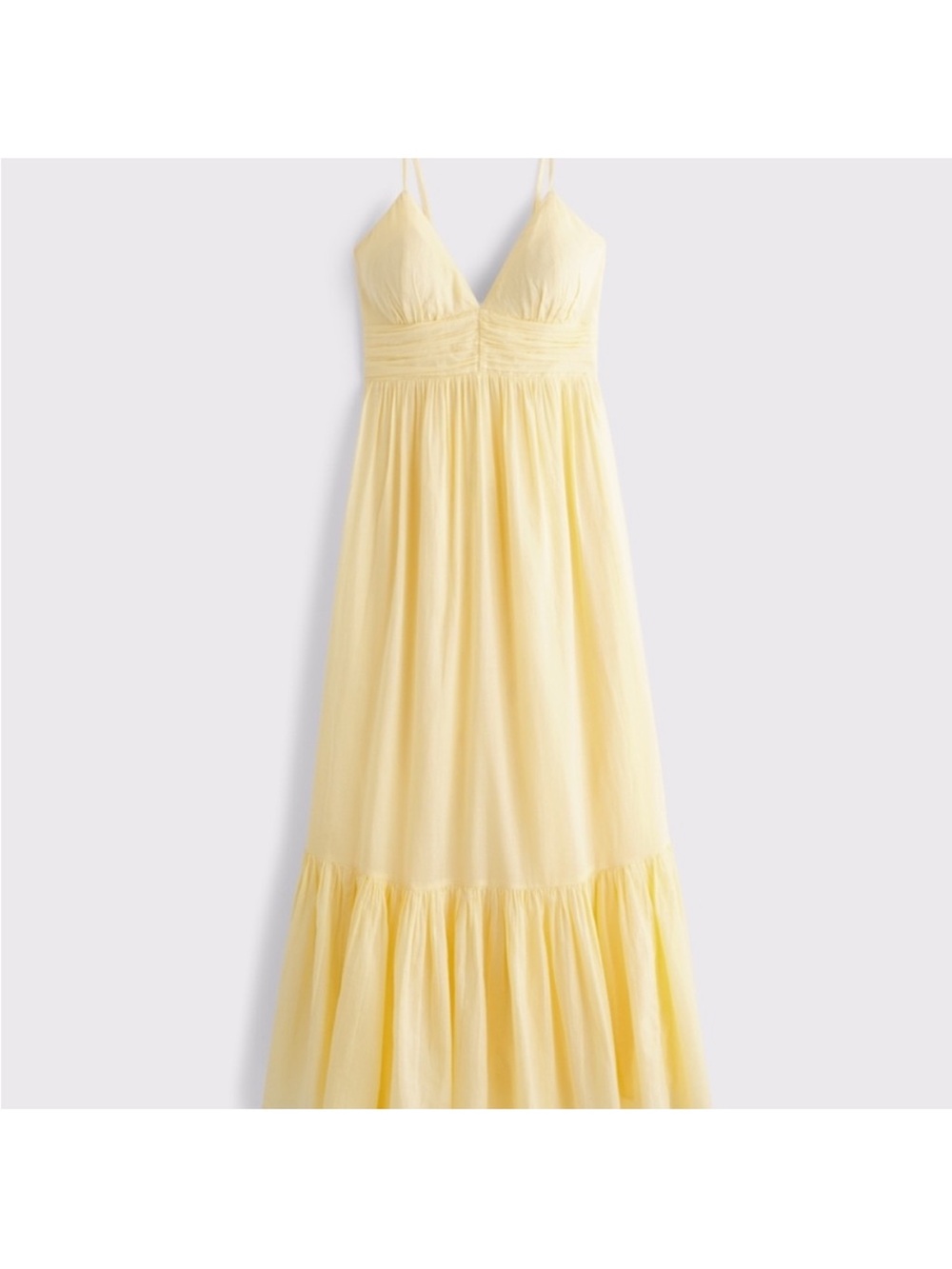 Abercrombie Bra-Free Flowy Tie Back Maxi Dress Butter Yellow Large Petite Cotton